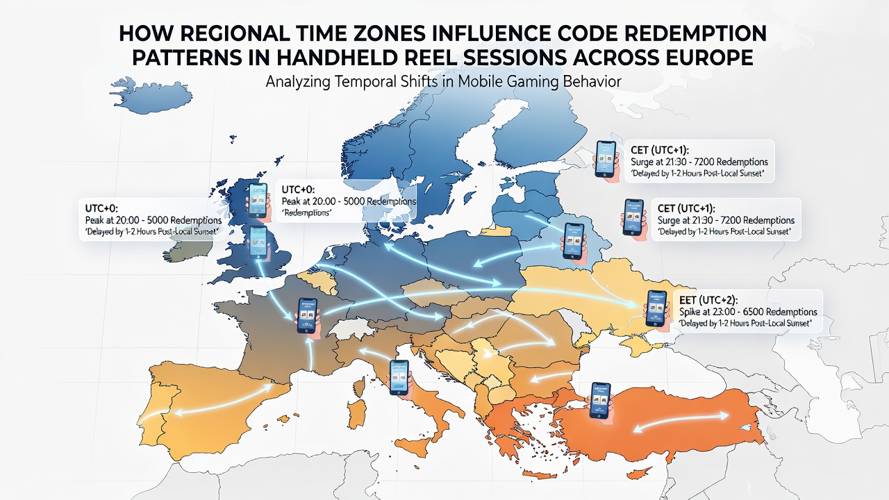 Chart illustrating redemption rates across European time zones in mobile slots