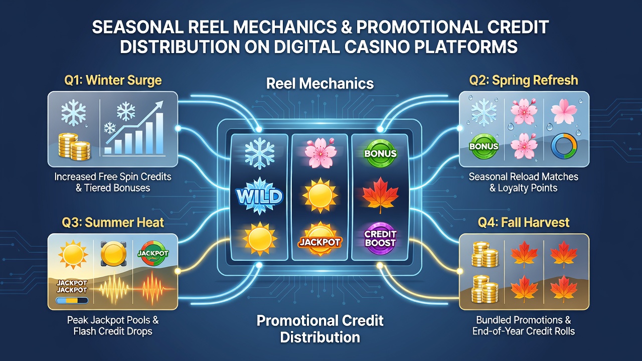 Players engaging with seasonal slot themes on mobile devices showing credit balance updates